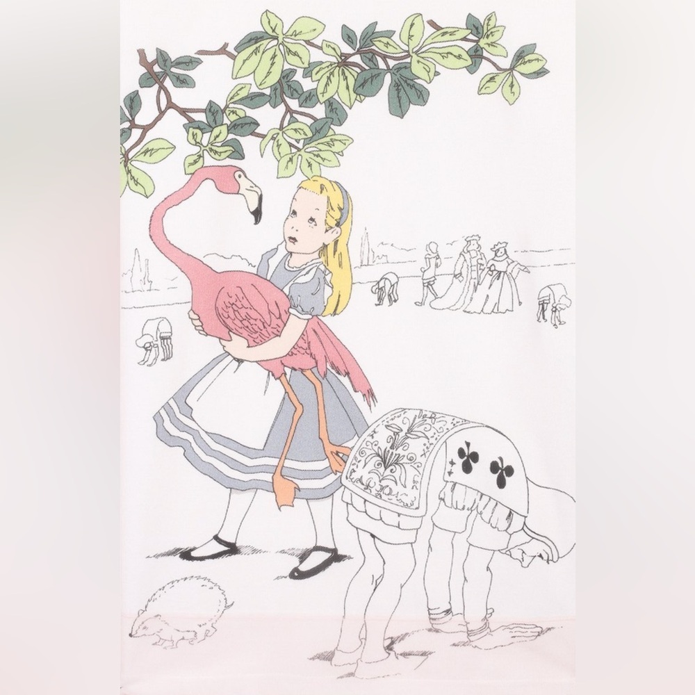 Scrambled Ego Women T-shirt Top Pink Mesh Alice in Wonderland Graphic Print Sz M - Picture 3 of 10